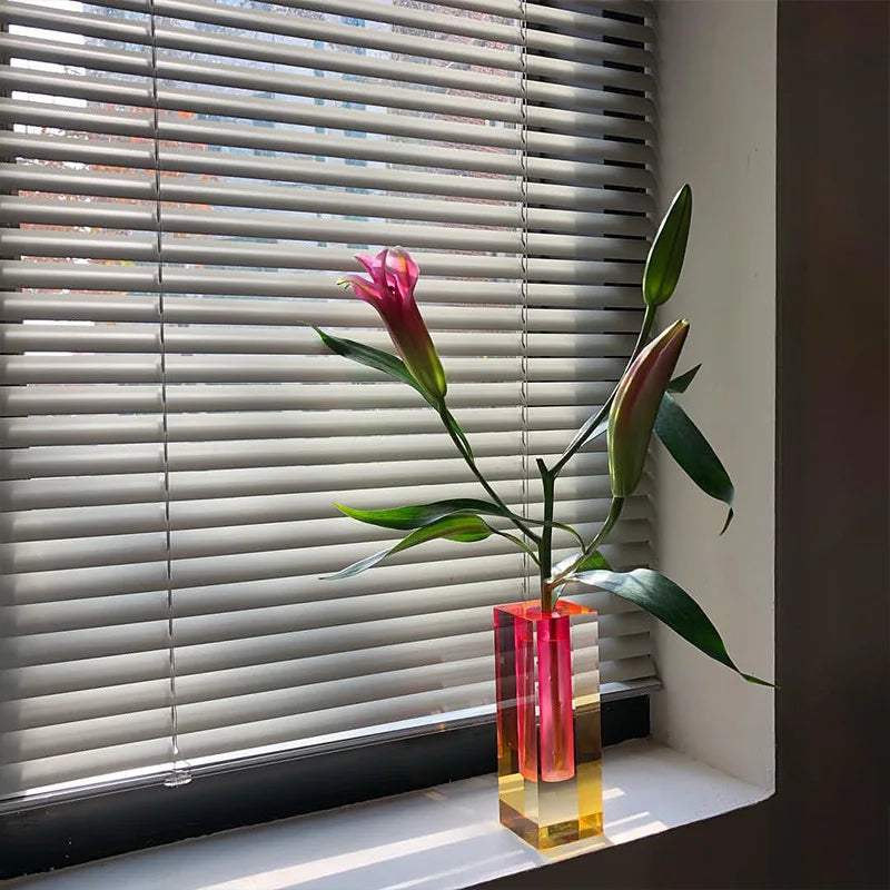 Pilar acrílico bud vaso de vidro mesa vasos luxo decorativo cristal nordic decoração do quarto casa vaso