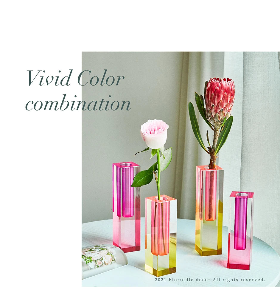Pilar acrílico bud vaso de vidro mesa vasos luxo decorativo cristal nordic decoração do quarto casa vaso