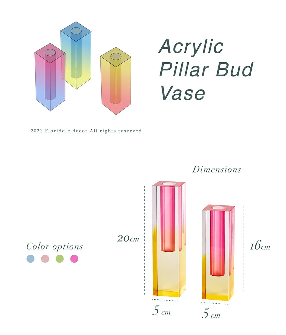 Pilar acrílico bud vaso de vidro mesa vasos luxo decorativo cristal nordic decoração do quarto casa vaso
