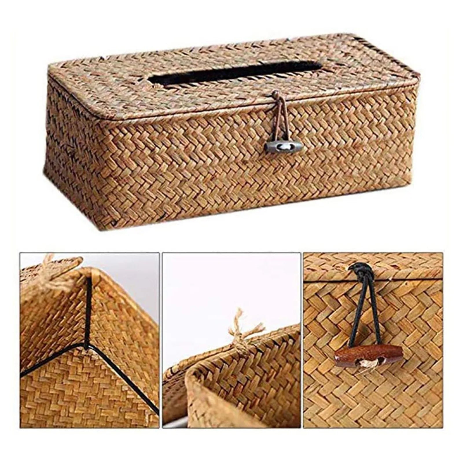 Nova caixa de tecido rattan decoração para casa artesanal desktop tecido rattan caixa para banheiro, casa, hotel e escritório