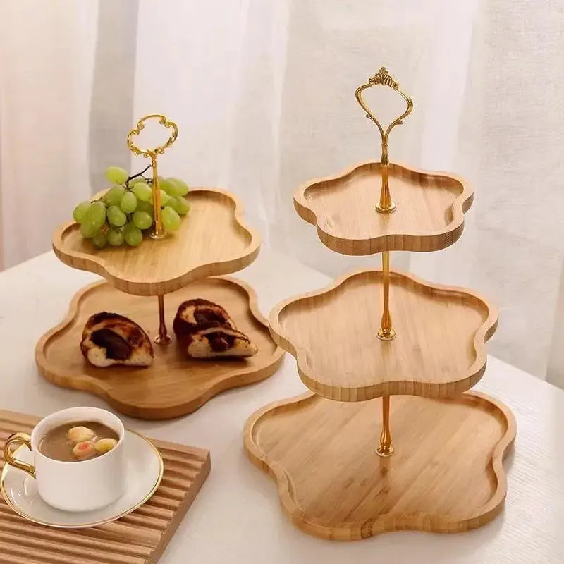 Bandeja de bolo de madeira 2/3o andar bandeja de sobremesa suporte sala de jantar sobremesa biscoito doces buffet suporte decorações de festa de feriado