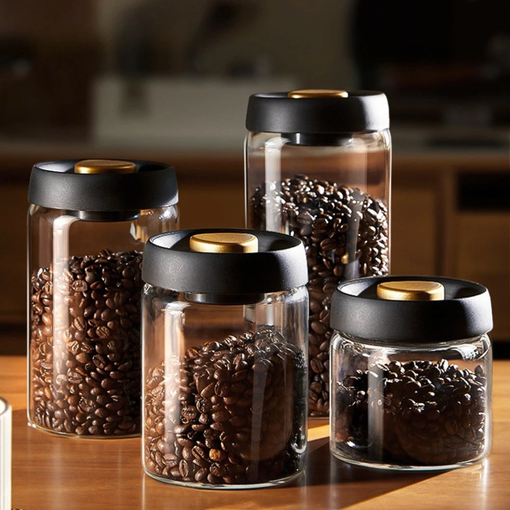 Frascos De Armazenamento De Alimentos De Vidro Transparente, Tanque Selado A Vácuo, Recipiente Hermético, À Prova De Umidade, Extração De Ar, Grãos De Café, Doméstico