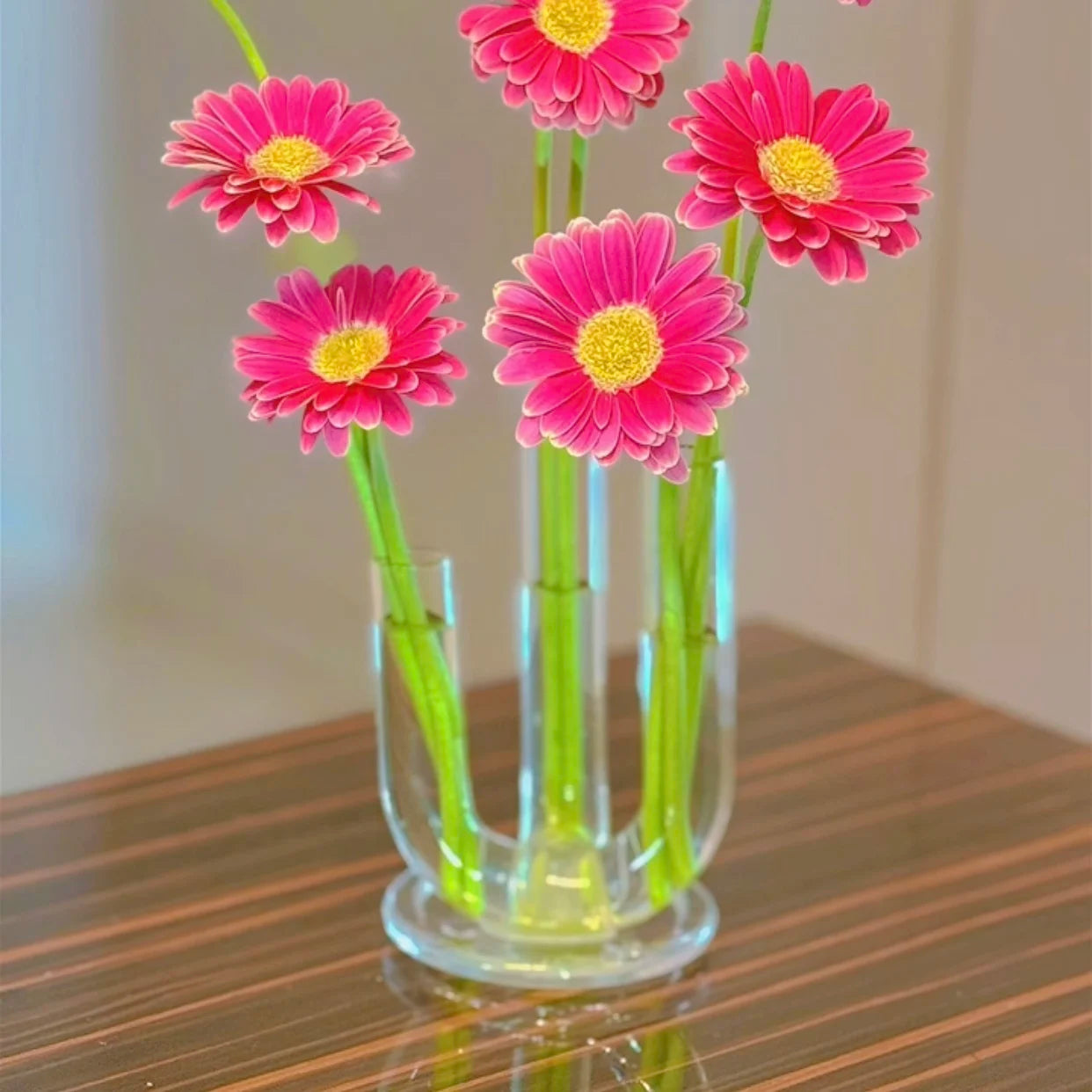 Vaso de Vidro Artístico em Tubo Curvo, Suporte Decorativo para Flores, Ornamento de Mesa para Sala de Estar, Recipiente de Di...