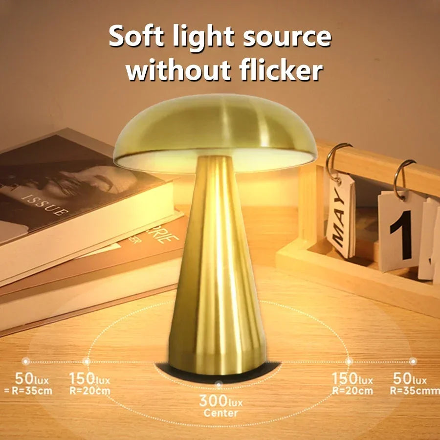 Retro led night light cogumelo sensor de toque lâmpada mesa recarregável luzes leitura para o quarto restaurante bar decoração iluminação