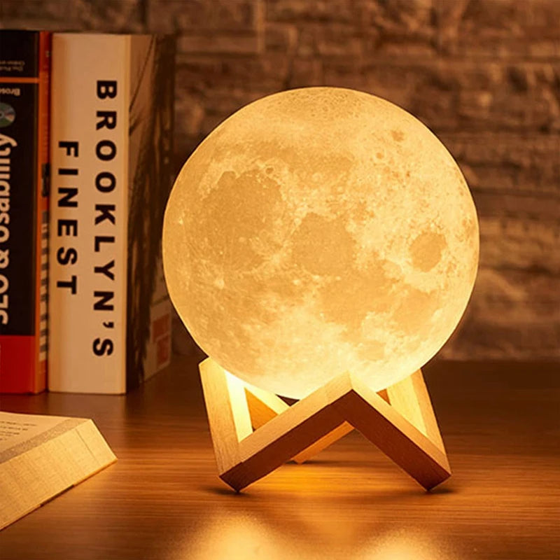 Luminária de Lua LED 3D — Luz Noturna Decorativa para Quarto