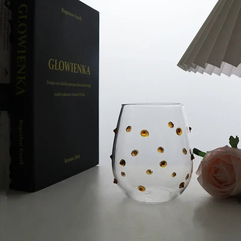 Caneca com design de vidro com pontos irregulares, canecas sensíveis, pontos ondulados táteis, canecas de leite, decoração criativa, copo de vidro, caneca de café, copo fofo