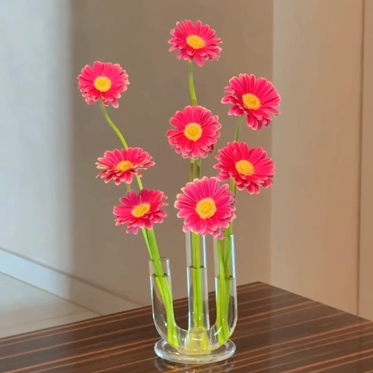Vaso de Vidro Artístico em Tubo Curvo, Suporte Decorativo para Flores, Ornamento de Mesa para Sala de Estar, Recipiente de Di...