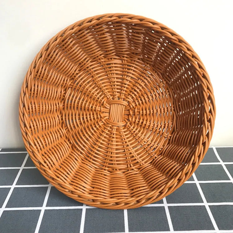Oval curvado rattan vime tecido servindo cestas para pão frutas legumes restaurante servindo mesa exibição cesta de rattan