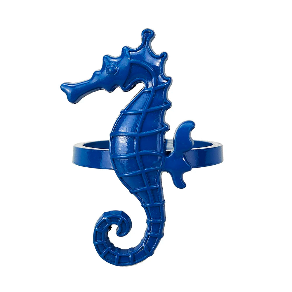Criaturas do mar costeiro guardanapo de metal anéis 6 pçs azul náutico guardanapo suportes para casa decoração mesa jantar banqu