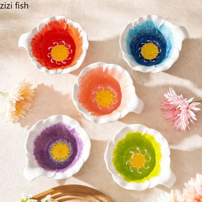 Caneca de Cerâmica Floral Pintada à Mão 300ml | Com Pires