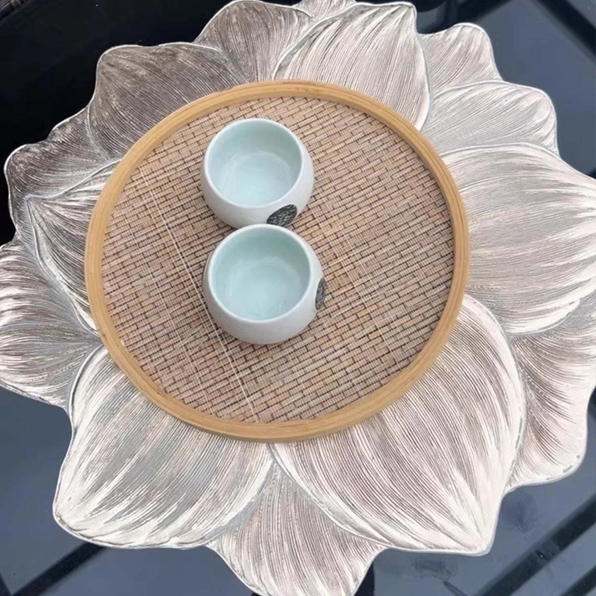Conjunto de placemat de montanha-russa de lótus, antiderrapante, resistente ao calor, à prova d'água, estilo nórdico, para cozinha, jantar, decoração de casa