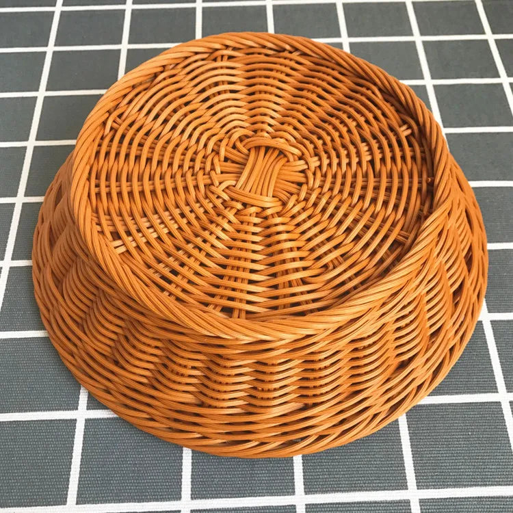Oval curvado rattan vime tecido servindo cestas para pão frutas legumes restaurante servindo mesa exibição cesta de rattan