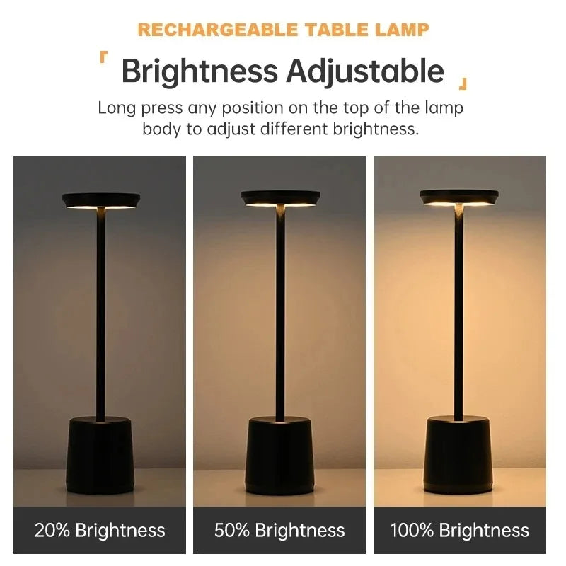 Candeeiro de Mesa LED com Sensor de Toque, Luminária de Mesa Recarregável, Cabeceira Ajustável, Luz Ambiente Criativa, Decoração do Quarto Bar, Simples, 3 Cores