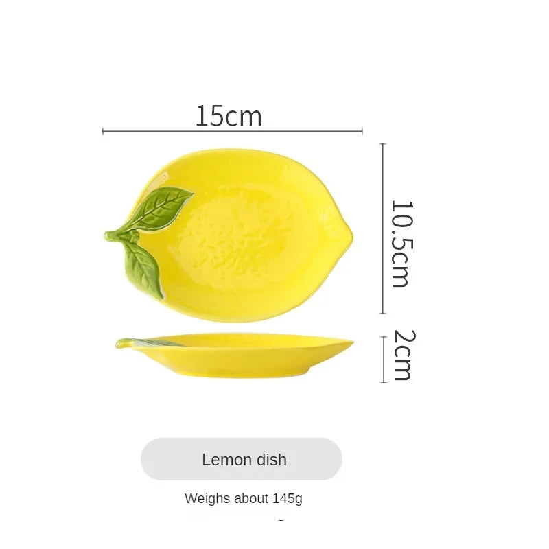 Criativo Cartoon Limão Em Forma De Prato De Cerâmica, Tigela De Sopa, Pratos De Lanche De Frutas Família, Acessórios De Utensílios De Cozinha, Louça