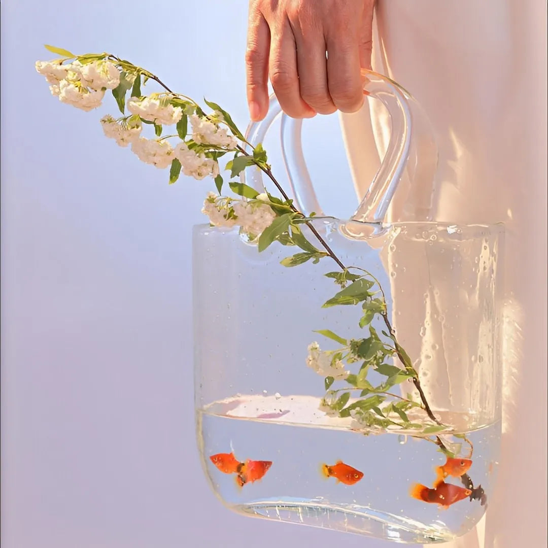 Vaso de vidro transparente personalizável, sacola para tanque de peixes, bolsa de flores, vaso central de mesa para decoração de quarto de escritório