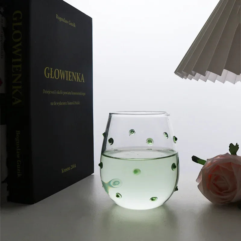 Caneca com design de vidro com pontos irregulares, canecas sensíveis, pontos ondulados táteis, canecas de leite, decoração criativa, copo de vidro, caneca de café, copo fofo