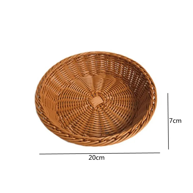 Oval curvado rattan vime tecido servindo cestas para pão frutas legumes restaurante servindo mesa exibição cesta de rattan