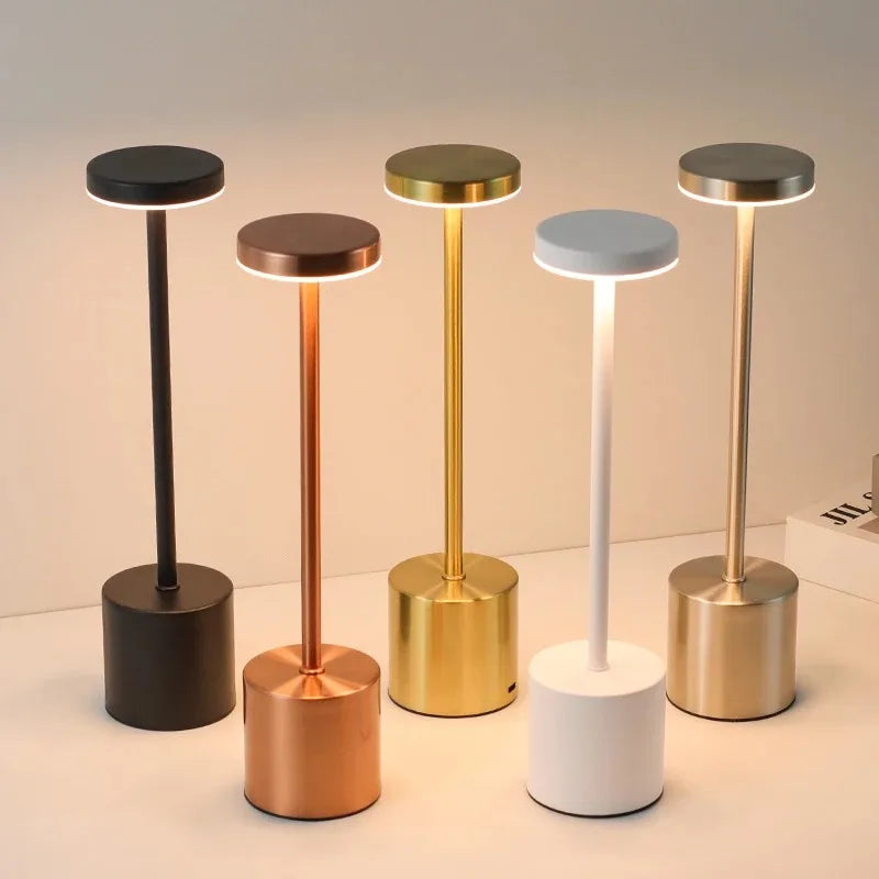 Candeeiro de Mesa LED com Sensor de Toque, Luminária de Mesa Recarregável, Cabeceira Ajustável, Luz Ambiente Criativa, Decoração do Quarto Bar, Simples, 3 Cores