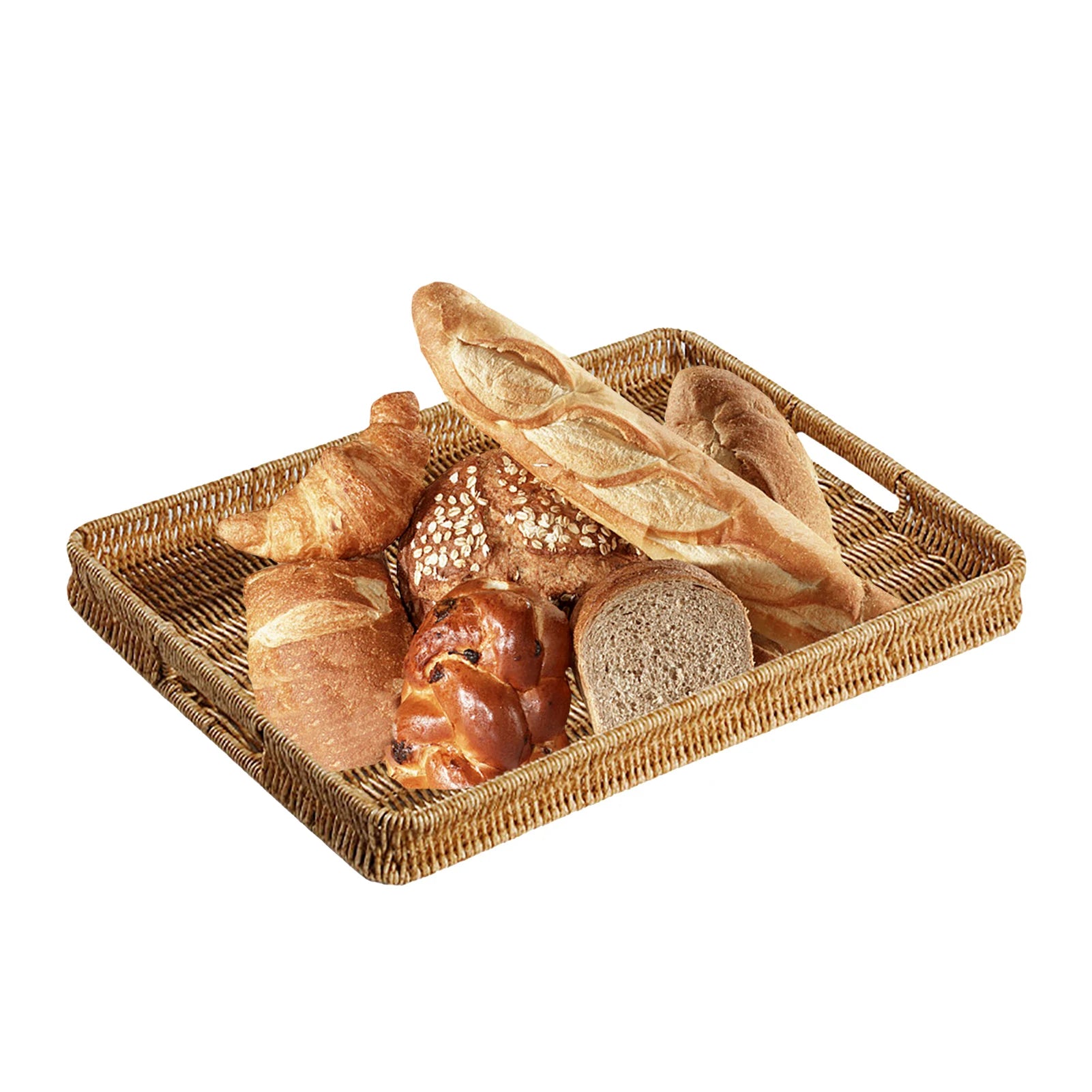 Bandeja Retangular de Rattan com Alças Cesta De Tecido De Vime, Bandeja De Banheiro, Cestas De Pão, Cesta De Armazenamento Para Festas