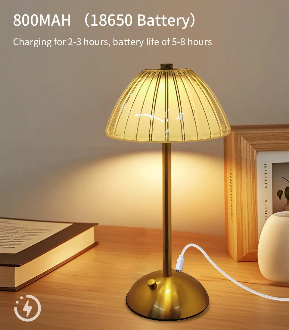 Lâmpada de mesa led usb recarregável toque escurecimento café bar atmosfera luz proteção para os olhos leitura luz da noite decoração do quarto