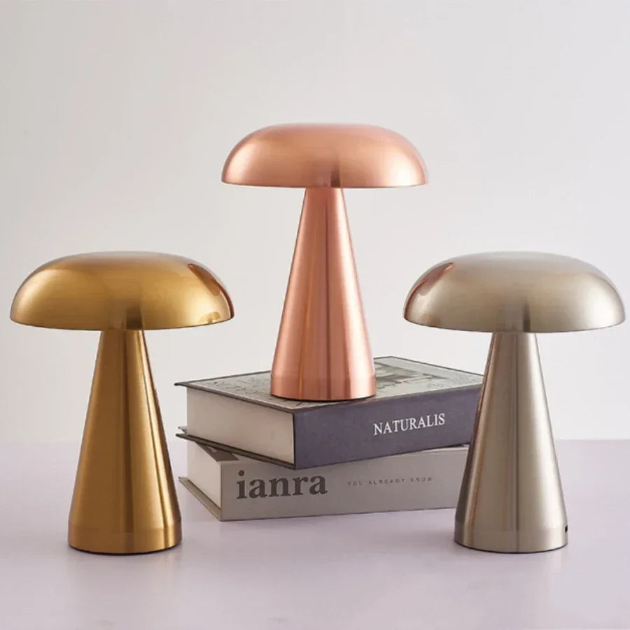 Retro led night light cogumelo sensor de toque lâmpada mesa recarregável luzes leitura para o quarto restaurante bar decoração iluminação