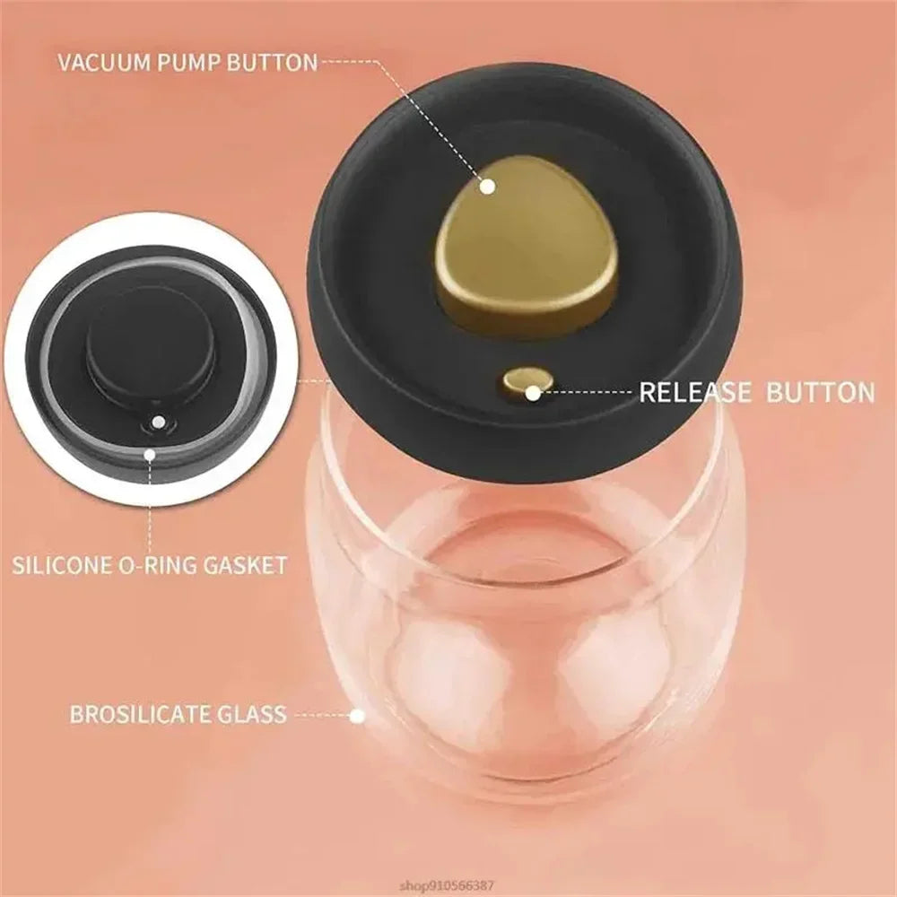 Frascos De Armazenamento De Alimentos De Vidro Transparente, Tanque Selado A Vácuo, Recipiente Hermético, À Prova De Umidade, Extração De Ar, Grãos De Café, Doméstico
