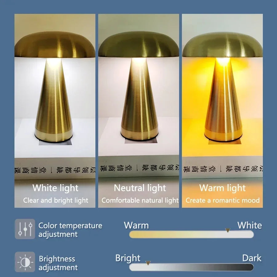 Retro led night light cogumelo sensor de toque lâmpada mesa recarregável luzes leitura para o quarto restaurante bar decoração iluminação