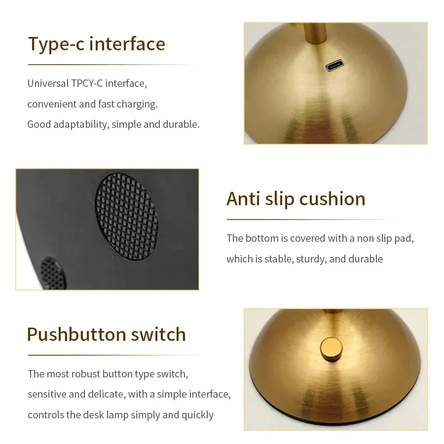 Regulável decoração de mesa luz noturna lâmpada led sensor toque recarregável sem fio lâmpada leitura para hotel bar quarto luz