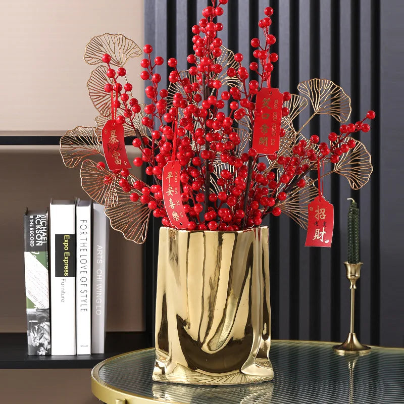 Prata ruffled flor vaso de cerâmica porcelana arranjo flor decoração saco forma terrário vasos decoração para casa