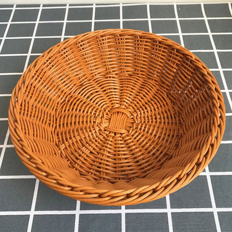 Oval curvado rattan vime tecido servindo cestas para pão frutas legumes restaurante servindo mesa exibição cesta de rattan