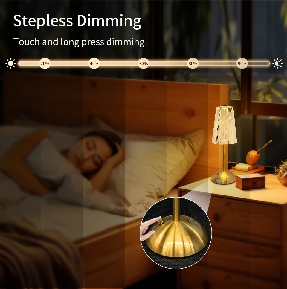 Regulável decoração de mesa luz noturna lâmpada led sensor toque recarregável sem fio lâmpada leitura para hotel bar quarto luz