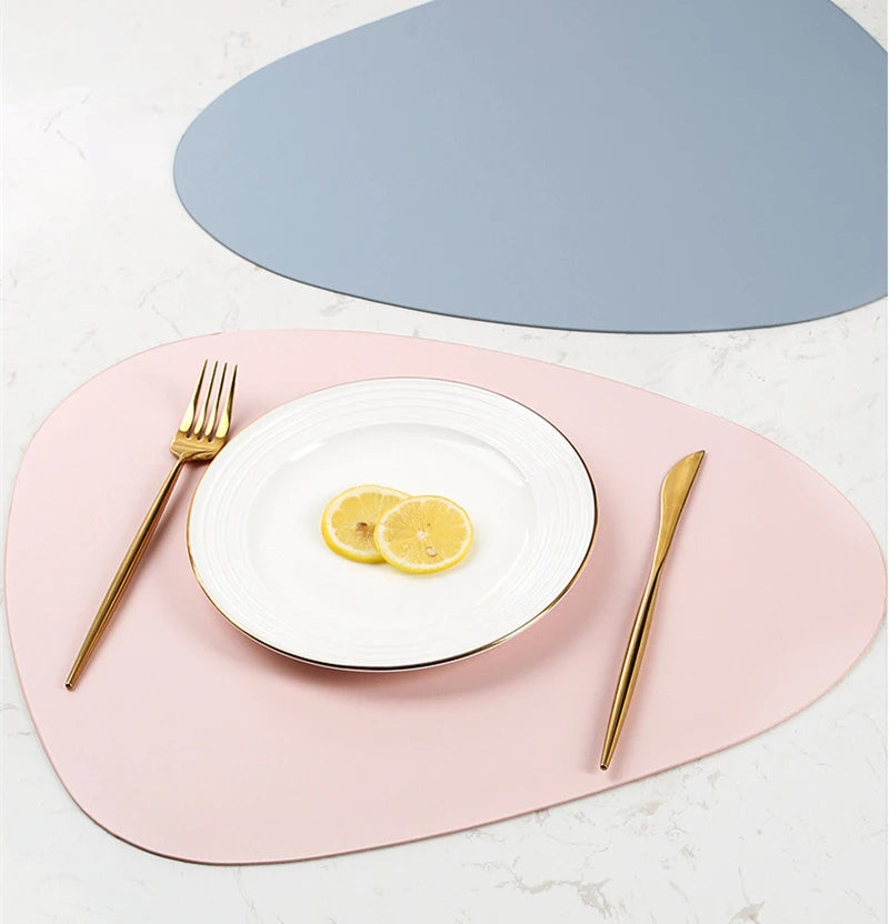 PU Leather Tableware Pad Placemat, isolamento térmico, Placemats simples antiderrapantes, estilo nórdico, montanha-russa Placemat