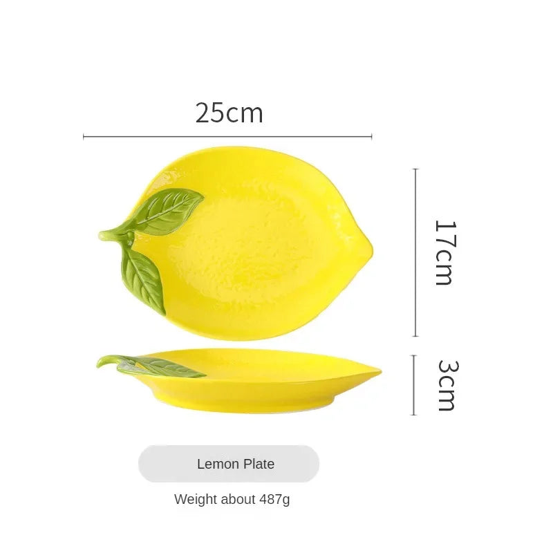 Criativo Cartoon Limão Em Forma De Prato De Cerâmica, Tigela De Sopa, Pratos De Lanche De Frutas Família, Acessórios De Utensílios De Cozinha, Louça