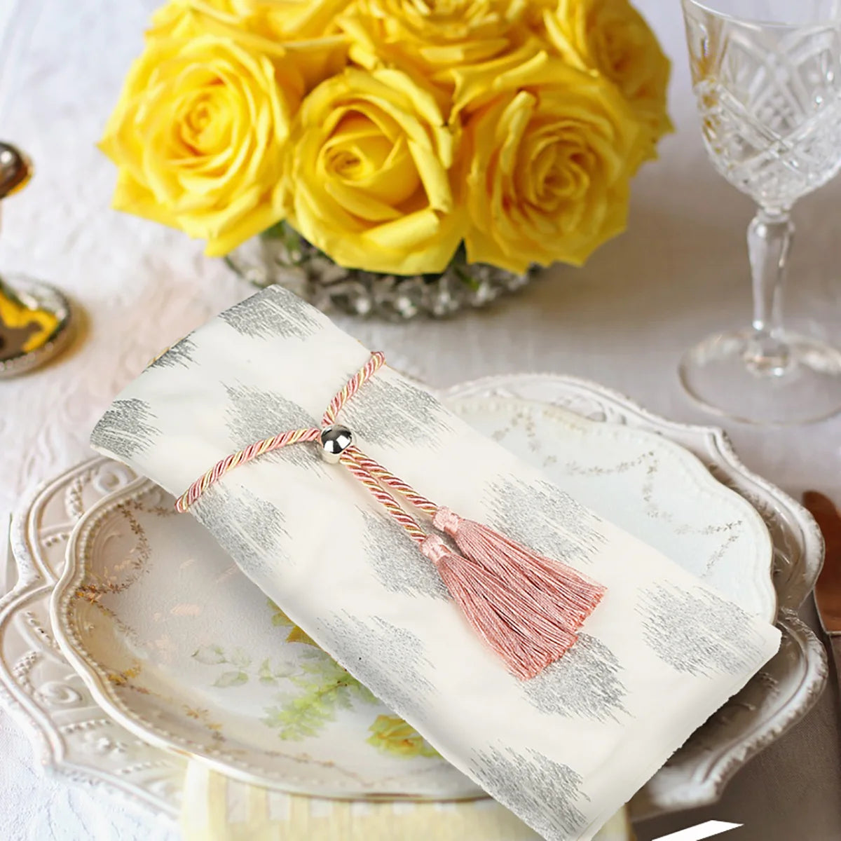 4pc contas guardanapo anéis feitos à mão borla guardanapo fivela para reuniões de família festa de casamento acessórios de decoração de mesa 2024