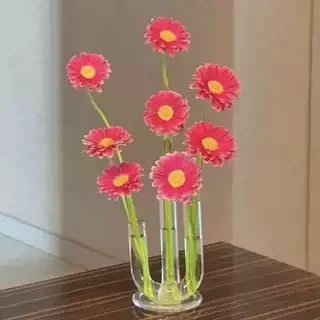 Vaso de Vidro Artístico em Tubo Curvo, Suporte Decorativo para Flores, Ornamento de Mesa para Sala de Estar, Recipiente de Di...