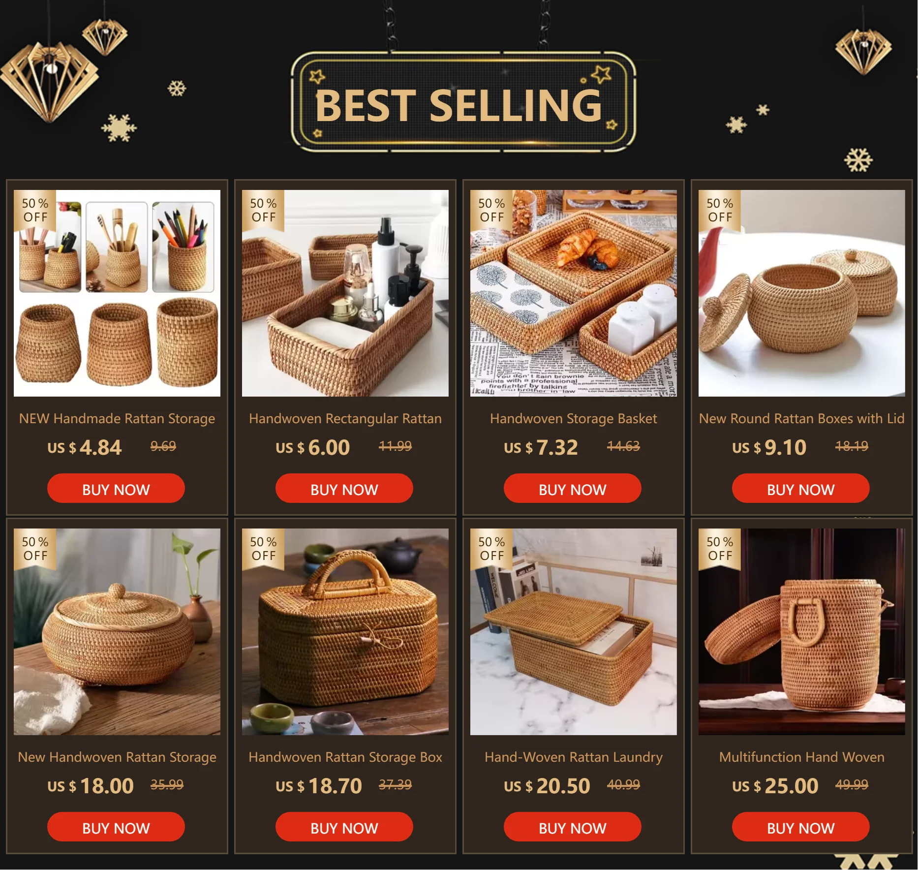 Cesta de vime retangular tecida à mão, frutas, chá, lanche, pão, piquenique, caixa de armazenamento de cosméticos, suprimentos de cozinha, ferramentas domésticas