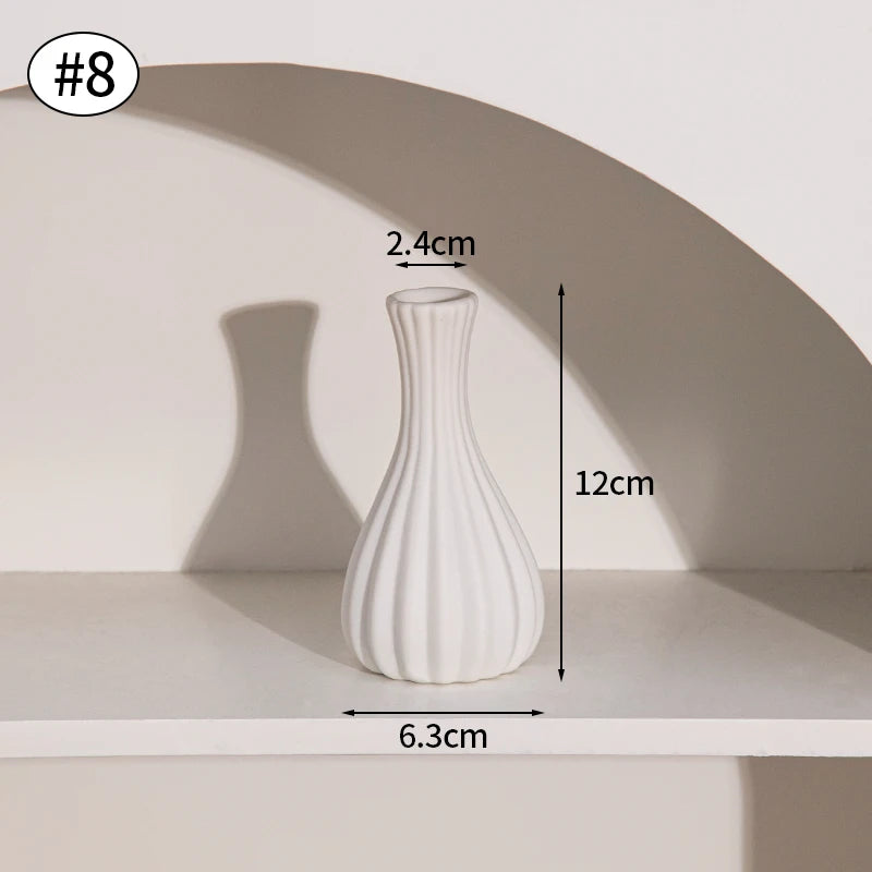 Vasos de cerâmica branca, ornamentos decorativos nórdicos, decoração para casa, sala de estar, arranjos de flores, adereços de esboço, decoração de mesa