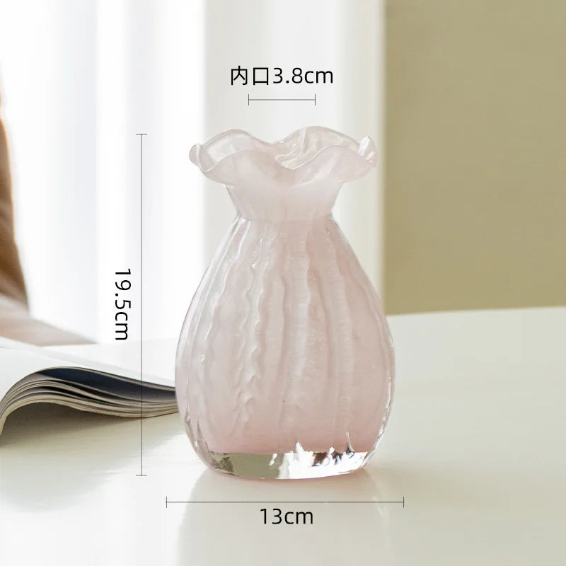 Vaso luz estilo luxo sentimento sênior saco de renda rosa modelagem sala estar mesa decoração ornamentos