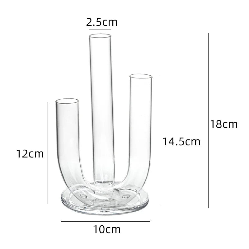 Vaso de Vidro Artístico em Tubo Curvo, Suporte Decorativo para Flores, Ornamento de Mesa para Sala de Estar, Recipiente de Di...