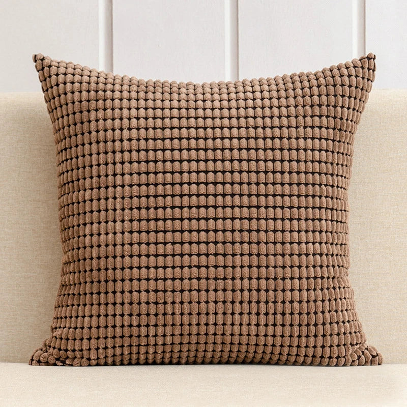 Capa de almofada decorativa para casa, veludo macio, grão de milho, 40/45/50/55/60cm, cor sólida, fronha para quarto, sofá, cadeira, carro