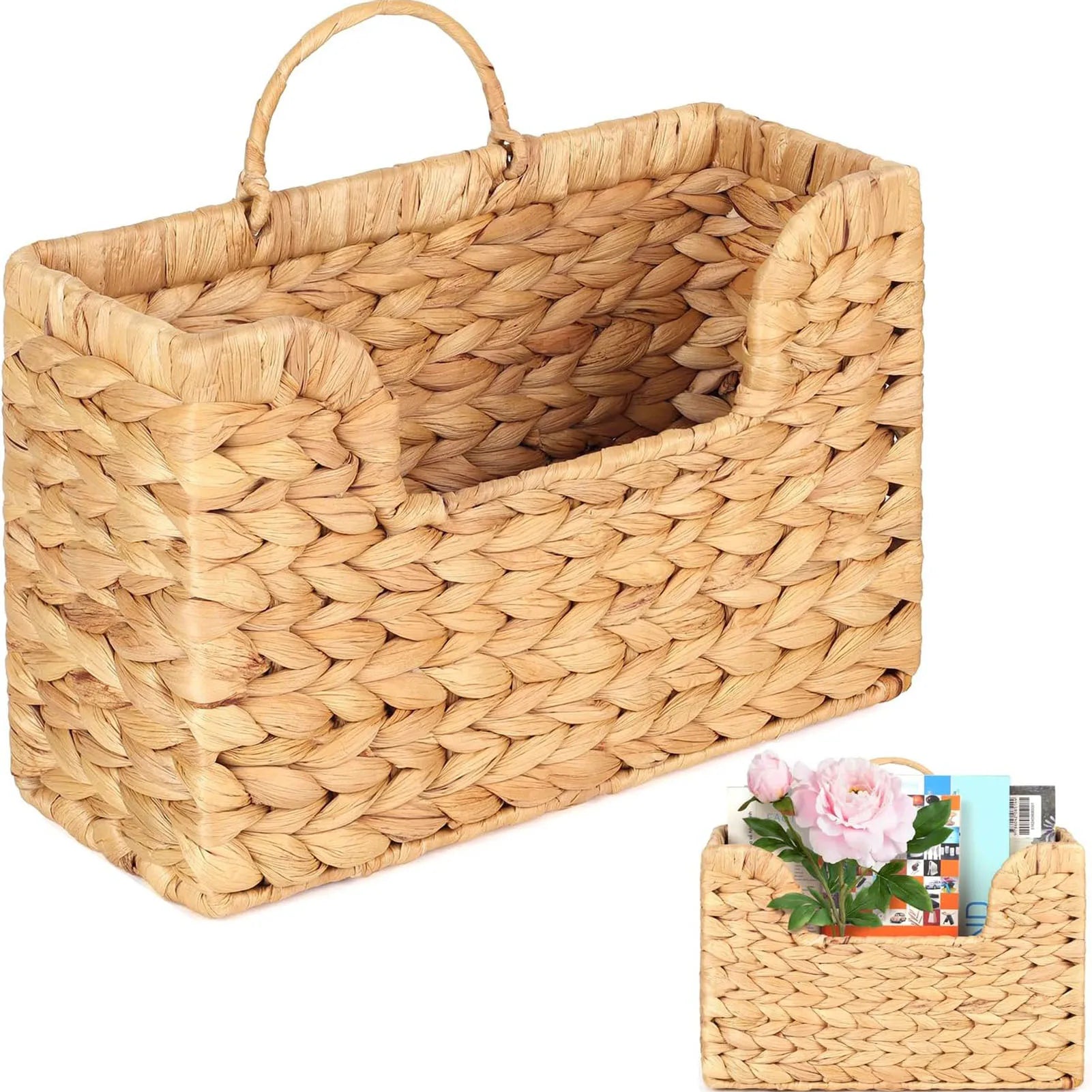 Cabaça videira tecido parede pendurado cesta de armazenamento rattan revista rack decoração casa para sala estar quarto