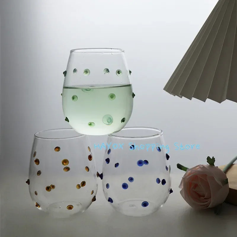 Caneca com design de vidro com pontos irregulares, canecas sensíveis, pontos ondulados táteis, canecas de leite, decoração criativa, copo de vidro, caneca de café, copo fofo