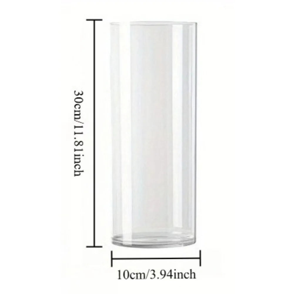 Vaso reto acrílico inquebrável, balde hidratante de flores redondas simples, decoração de mesa para casa