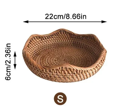 Nova cesta de armazenamento tecida à mão bandeja de armazenamento de vime cesta de vime pão frutas café da manhã chá cesta de piquenique cesta de armazenamento de cozinha