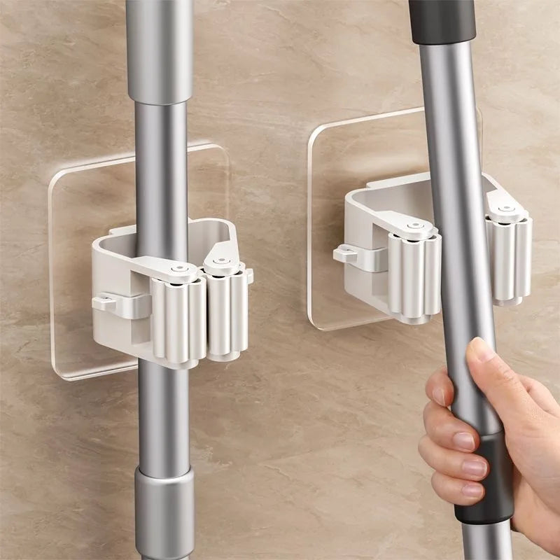 Ganchos de parede adesivos multiúso, Suspensão Mop Rack, Cabide de vassoura, Cozinha, Organização do banheiro, Home Organizer Acessórios