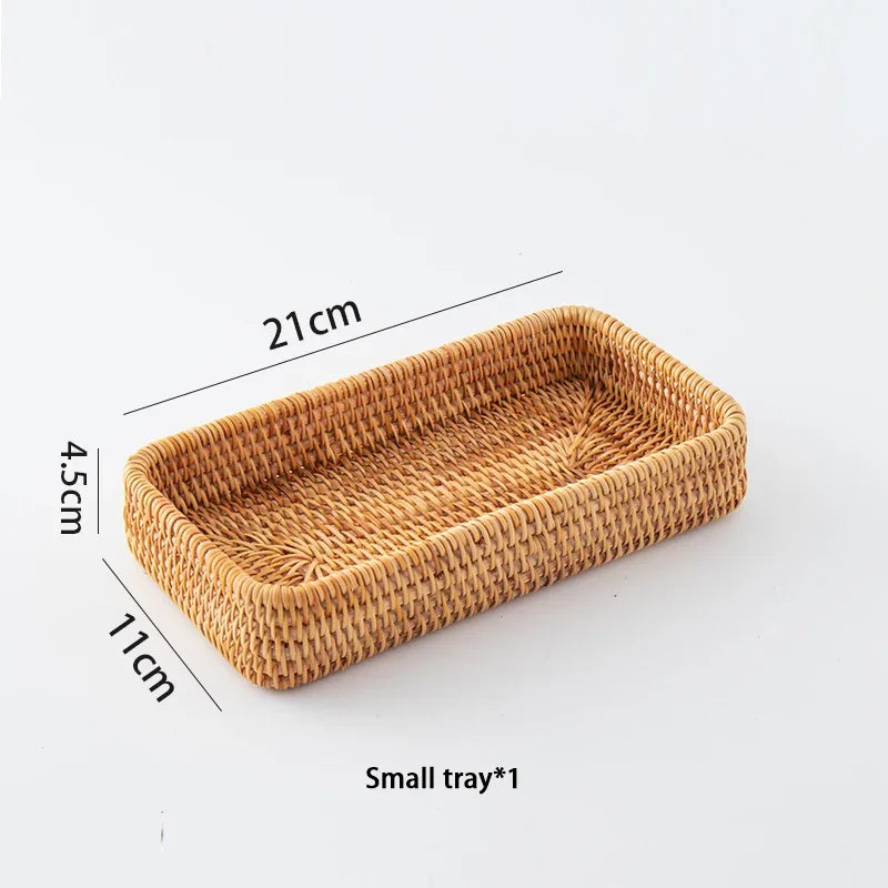 Cesta de armazenamento de vime tecida à mão bandeja de vime quadrada cesta de piquenique pão prato de comida bolo de frutas, caixa de artigos diversos, decoração de mesa de casa