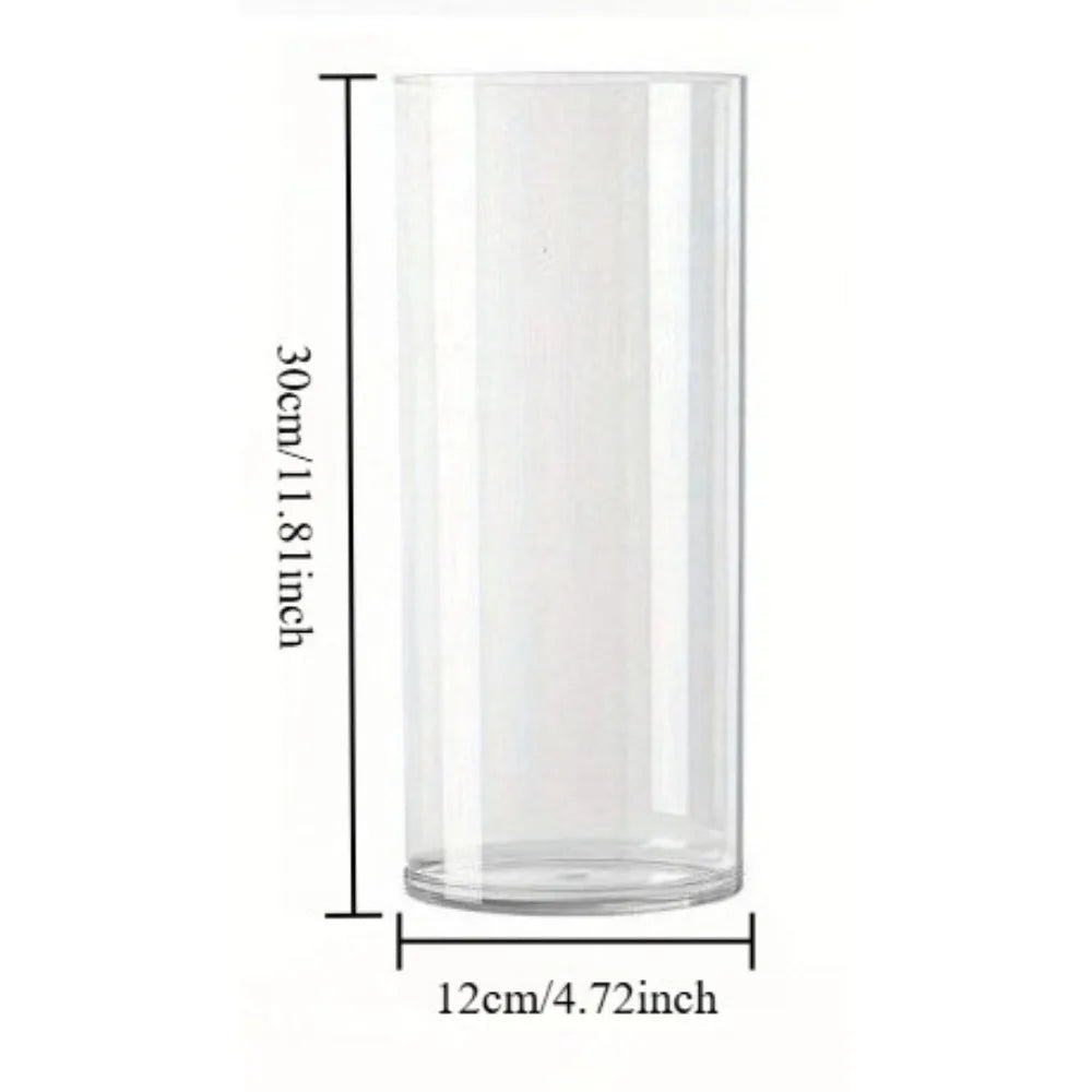 Vaso reto acrílico inquebrável, balde hidratante de flores redondas simples, decoração de mesa para casa