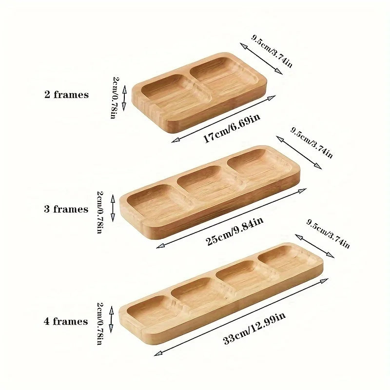 Bandeja de bambu para servir lanche de 4 seções, ideal para nozes, frutas e doces, área de jantar ou decoração de sala de chá zen, 1 peça