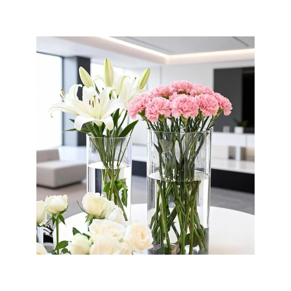 Vaso reto acrílico inquebrável, balde hidratante de flores redondas simples, decoração de mesa para casa