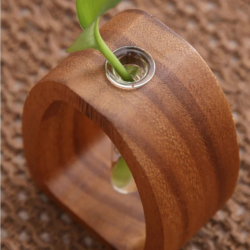 Utensílio de flores de madeira maciça arranjo de flores criativo simples planta de vidro inserção de flores mini vaso cultivado em água